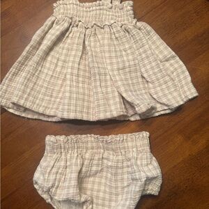 Quincy Mae Cream and Tan Kids Matching Set